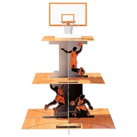 Jiaoiudi Basketball Party Decorations 3 Tier Basketball Cupcake Stand Basketball Birthday Decorations Basketball Party Favors