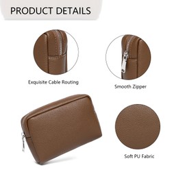 YONBEN Makeup Bag Large Capacity Women's Classic Black Wash Bag Adjustable Partition Wash Brush and Cosmetic Carrying Bag (PU/Toffee Brown)