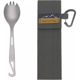 Santa 등산 및 여행을 위한 산타 티타늄 3-in-1 캠핑 포크 스푼 병따개 콤보 도구 [2 PACK SPORK] Santa Titanium 3-in-1 Camping Fork Spoon Bottle Opener Combo Tool for Hiking and Travel [2 PACK SPORK]