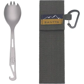 Santa 등산 및 여행을 위한 산타 티타늄 3-in-1 캠핑 포크 스푼 병따개 콤보 도구 [2 PACK SPORK] Santa Titanium 3-in-1 Camping Fork Spoon Bottle Opener Combo Tool for Hiking and Travel [2 PACK SPORK]