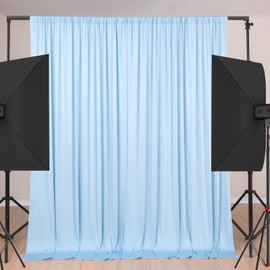 10ft×10ft Wrinkle Free Baby Blue Backdrop Curtains for Parties, Thick Fabric Photo Backdrop Drapes for Wedding Birthday Baby Shower Gender Reveal Photography Home Decor