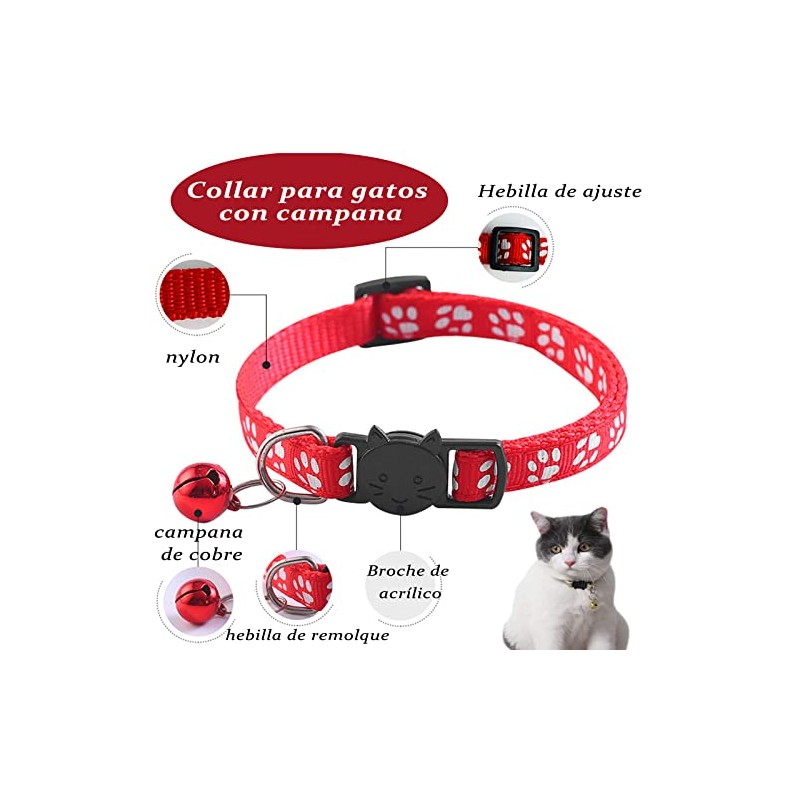 12 Collares para Gatos Reflectantes con Campana