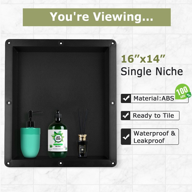 Suteck 16" x 16" Shower Niche Ready for Tile,Single Shelf