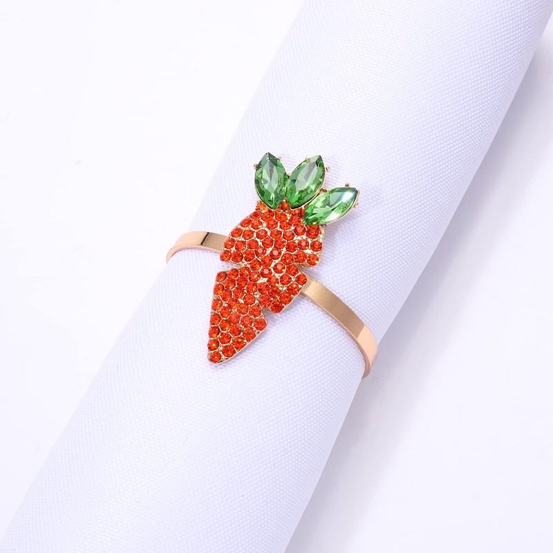9PCS Easter Napkin Rings, Rhinestone Easter Bunny Napkin Holder Rings