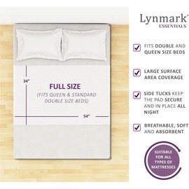 Lynmark® 2X Washable Bed Pads - Non-Slip Waterproof Mattress Protector Underpads with Extra Long Tucks - Ultra-Absorbent Oeko-Tex Certified Cotton Incontinence Pad for Bedwetting - Full (34" x 54")