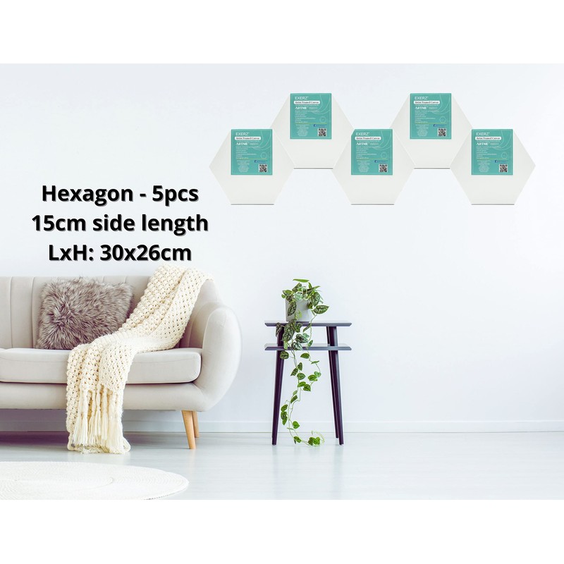 EXERZ Hexagon Stretcher Frame Pack of 5 Canvas Framed Art
