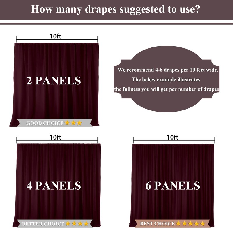 KUKUSOUL 10x10FT Wedding Curtain Backdrop Burgundy Curtains for Parties Wedding
