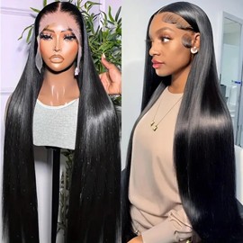 26 Inch 13x4 Straight Human Hair Wig, 180% Density Lace Front Wigs Human Hair Pre Plucked Frontal Wigs with Baby Hair Glueless Human hair Wigs for Women