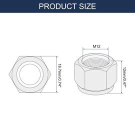 TA-VIGOR 50Pcs M12 x 1.25mm Nylon Hex Lock Nuts, Carbon Steel Nylon Insert Self-locking Nuts, Hexagon Threaded Nyloc Nut for Lock Washers Bolts Screws