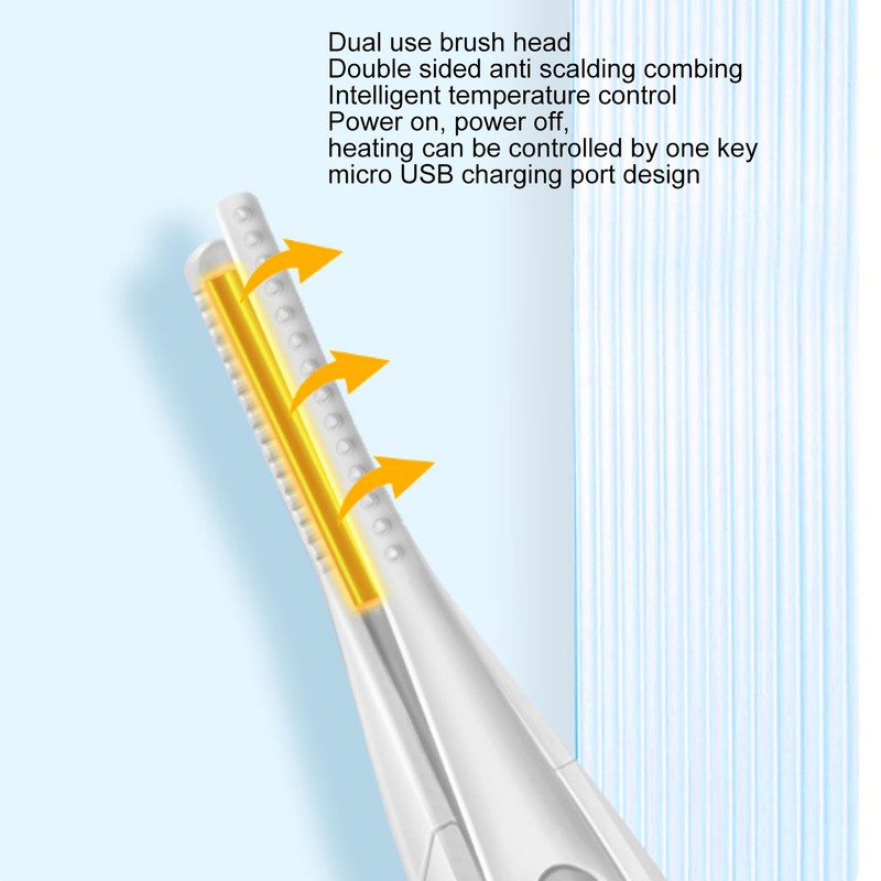 Heated Eyelash Curlers Micro USB Rechargeable Dual Brush Head Intelligent