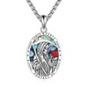 YONFQE Santa Muerte Necklace 925 Sterling Silver St Muerte Pendant
