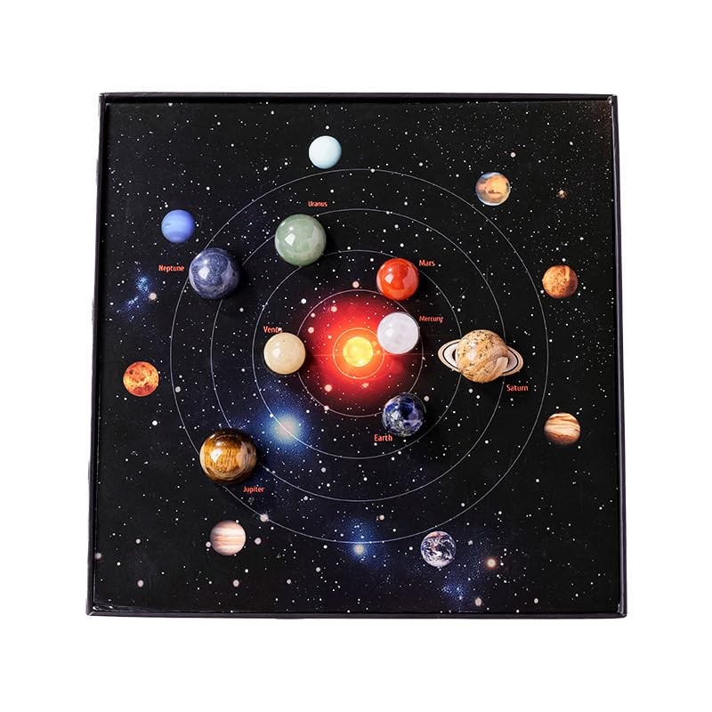 Runyangshi Natural Crystal Solar System Planets Set, 8 Pcs Gemstone