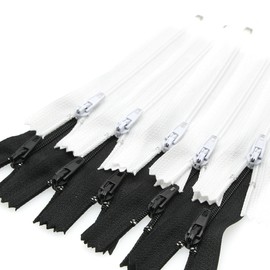 Leekayer 9 inch Nylon Zipper - Black & White 3# Closed End Zipper for Sewing Bags, Craft, Pillow, DIY Handmade - Bulk 10 pcs