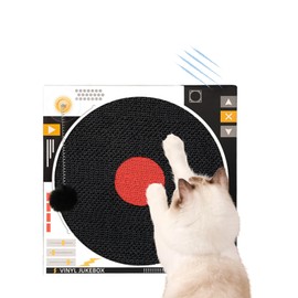 MemeMeow CD Cat Scratcher – Retro Record Player Design,Fun & Durable Scratching Pad for Cats,Eco-Friendly Cardboard,Interactive Cat Toy for Music Lovers & Stylish Home Décor