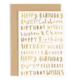 Old English Co. Birthday Words Card - A6 Gold Foiled | Perfect for Friends or Family Members | Happy & Funny Adult Occasion Cards | Suitable for Men & Women | Blank Inside & Envelope Included