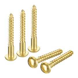 QUARKZMAN Wood Screws M6 x 50mm Slotted Round Head Brass Self Tapping Screw Wood Screws Pack of 10