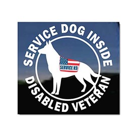 Service Dog Inside Disable Veteran Window Decal | NickerStickers® Vinyl German Shepherd Dog Sticker by NickerSticker®s