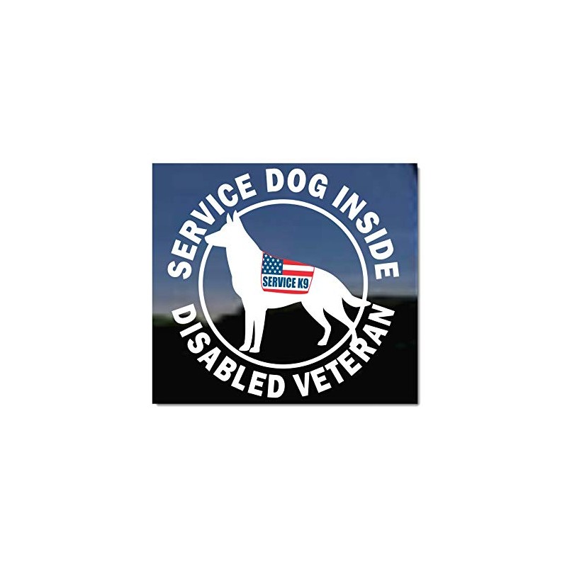 Service Dog Inside Disable Veteran Window Decal | NickerStickers® Vinyl