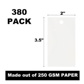 380 Pack Earring Cards - Earring Display Cards - Display Earring Card - Custom Earring Cards for Earring Display - Hanging Earrings - Bulk Earring Cards - 2 x 3.5 Inches - White (Pack of 380)