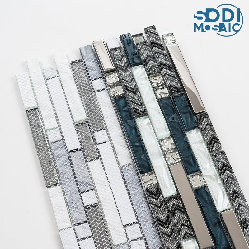 5-Sheet Glass Backsplash Tiles, 5 Square Feet Glass Mosaic Backsplash