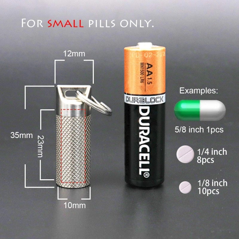 Haxtec Small Pill Box Titanium Pill Fob Necklace Nitro Mini