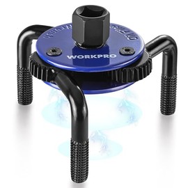 WORKPRO - Llave de filtro de aceite magnética ajustable, herramienta de extracción universal de 3 mandíbulas 3"–5" (76–130mm), diseño de...