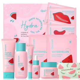 Quiyum Watermelon Skincare Set, 11Pcs Hydrating Daily Face Care Kit | Niacinamide Hyaluronic Acid & Collagen for Radiant & Smooth, Christmas Birthday Pamper Gifts for Women Teenage Girls