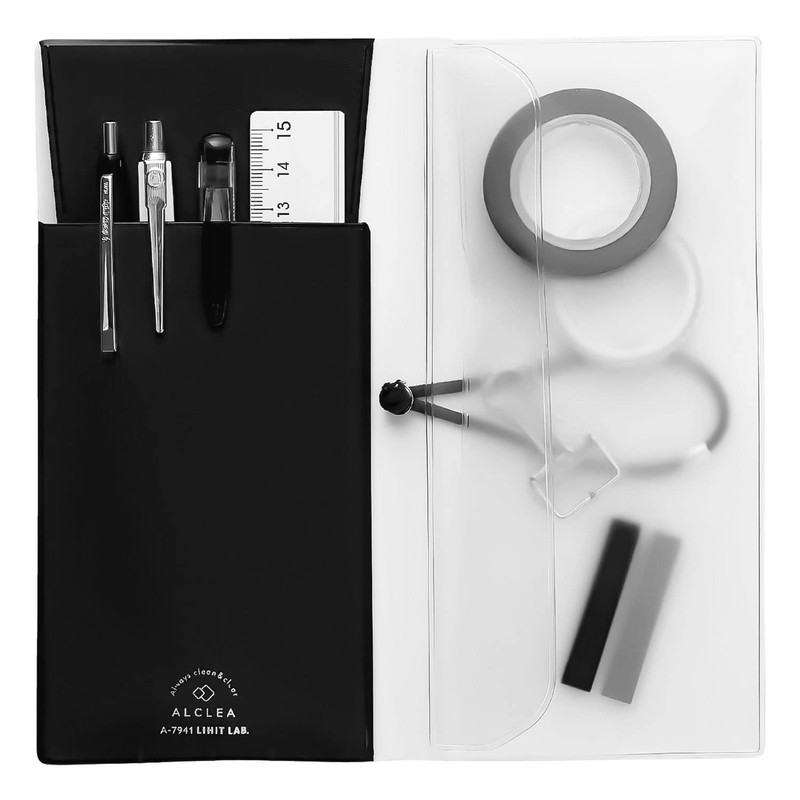 LIHIT LAB A7941-24 Anti-Bacterial PVC Flat Pencil Case, Transparent, Slim