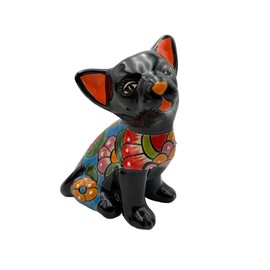 Talavera Pottery Chihuahua Puppy Cute Dog Sculpture Folk Art Mexican Pottery Indoor Outdoor Multicolor Home Decor 9" (Multi 7)