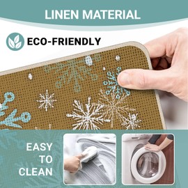 Livcoz Welcome Winter Snowflake Brown Front Door Mat, Snow Decorative Doormat Non-Slip Floor Entryway Rug, Christmas Seasonal Indoor Outdoor Home Kitchen Decoration 17x29 Inches