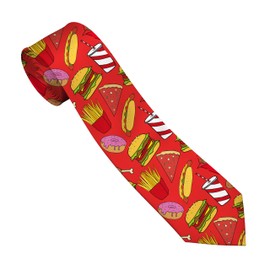 WOAIDY Men's Ties Fast Food Necktie Skinny Neck Tie for Weddings Party Business Groom Dances