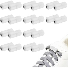 Hengxinc 20 PCS Metal Capsule Shoelace Buckle Black White Metal Shoelace Connector Adult Lazy Laces Buckle Kinder Thick Shoelace Buckle Lock for Sneakers Casual Shoes (White)