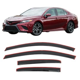 IKON MOTORSPORTS in Channel Window Visors Compatible with 2018-2024 Toyota Camry, Acrylic Smoke/Tinted Rain Guards, Side Window Wind Deflectors 4PCS