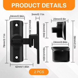 Framad 2 Pack Barn Door Lock, 90/180 Degree Heavy Duty Sliding Gate Latch with Spacer for Cabinet, Bathroom, Garden
