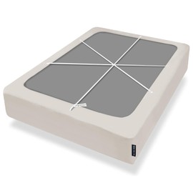 Bedecor 4-9 Inches Box Spring Cover Full Size Beige Cream/Taupe with Stretchy Fabric Bed Frame Cover Wrap Around 4 Sides Elastic Bed Skirt Alternative Boxspring Cover Full/Full XL