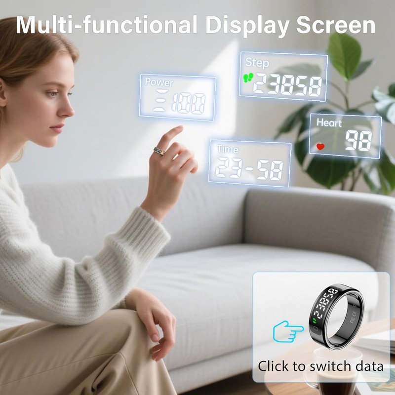 2025 New LED Smart Ring | All-in-One Health Tracker Ring