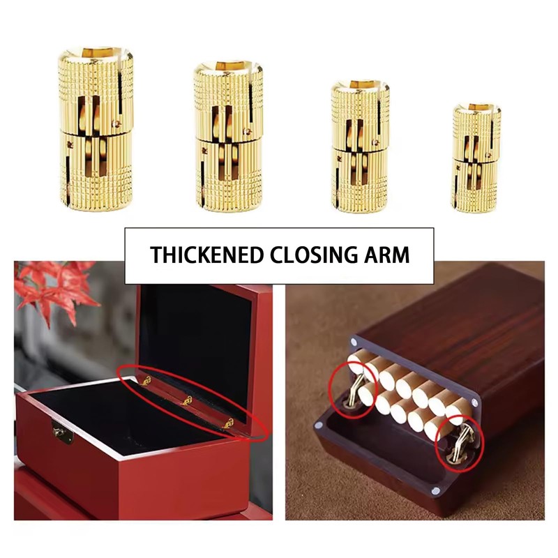 4 Pcs Brass Hinges, 12mm Copper Barrel Hidden Hinge for