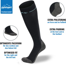 gipfelsport Compression Stockings for Men and Women - Support Stockings, Compression Socks, Thrombosis Stockings for Sports, Jogging, Running, Pregnancy and Flight, Black (2 x pair set), 36-38