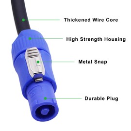 Xilaghy PowerCon Cable AC 12 AWG Power Cable 19.6in 3 Pin Extension Speakon Cable for LED Screen Beam Moving Head Light, Stage Lighting Fixture,0.5M