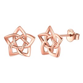 Rose Gold Star Celtic Knot Earrings Hypoallergenic Delicate Ear Studs for Women Irish Jewelry