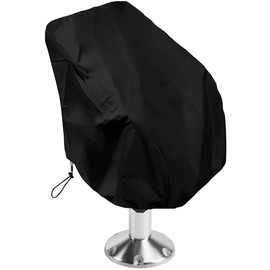 Skyour Boat Seat Cover Outdoor Waterproof Captain's Chair Seats Covers Dustproof Pedestal Pontoon Captain Boat Bench Chair Seat Cover for Helm Chair Protector Cover (1pcs Black, 25.6x25.6x47 in)