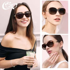 CGID Trendy Oversized Sunglasses for Women Ladies Polarized Sun Glasses UV400 Protection Big Frame Shades Gradient Grey Lens