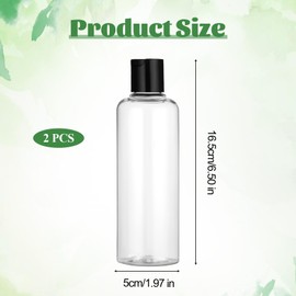 2 Pack 8 oz Plastic Empty Bottles Clear Squeeze Bottle Travel Bottle with Black Disc Cap Transparent Travel Empty Container Leakproof Plastic Bottles for Shampoo Lotion