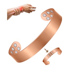 Jeracol 18X Men Coppr Bracelet,99% Solid Pure Copper Magnetic Bracelet with Ultra Strength Magnets,Adjustable Bangle with Gift Box.