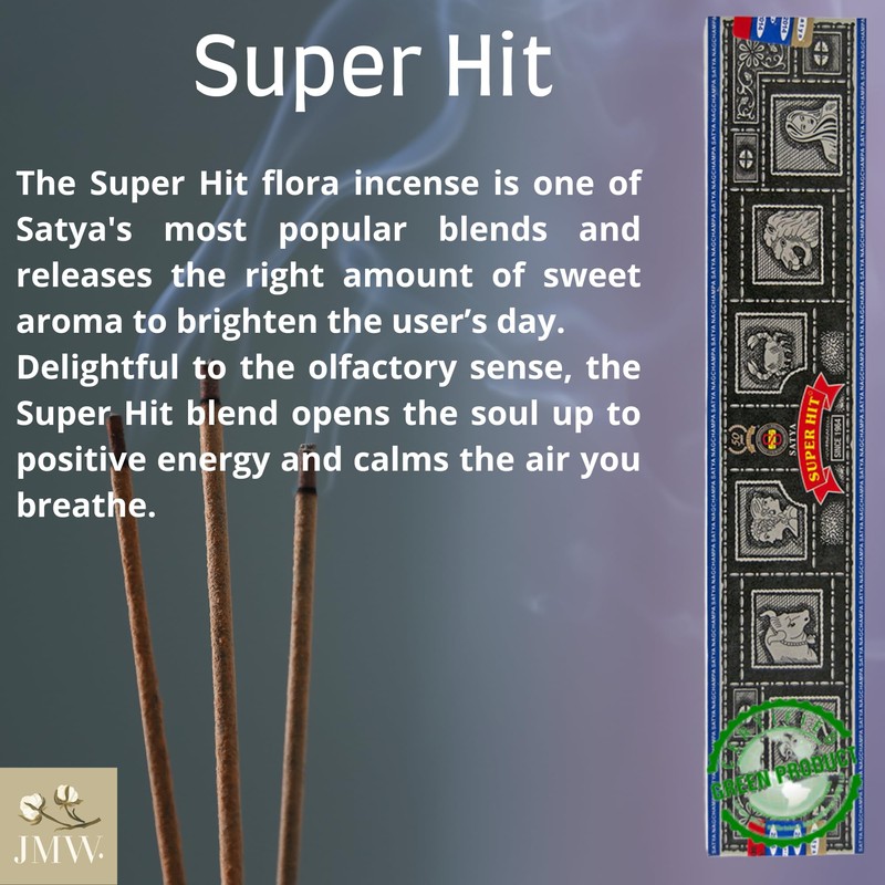 Satya Incense Sticks Set, 7 Fragrances - Nag Champa, Super