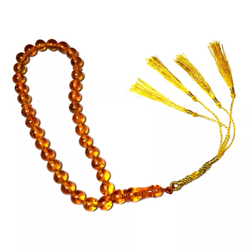 Misbaha 33 Prayer Beads Natural Pressed Amber & Resin scented
