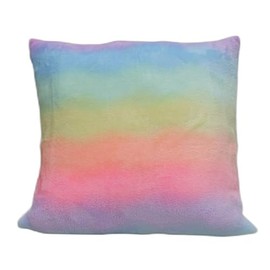 Faux Fur Fluffy Throw Pillow Cases Decorative Pillow Covers for Bed Couch Teen Girl Invisible Zipper Closure Plush Shaggy Soft Furry Pillowcases (Light Rainbow)