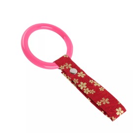 Unbranded Car Accessory JDM Round TSURIKAWA Pink Ring Handle Strap Nylon Red Flowers x1