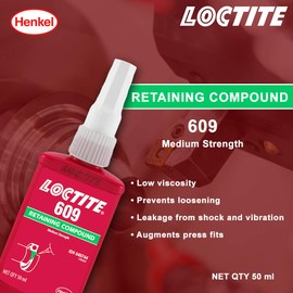 Genuine Henke Loctite 609 X 50ml Retaining Compound, General Purpose, Green Color