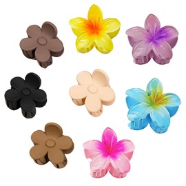 8pcs Flower Claw Clips for Women and Girls, Big Hair Clips Non-Slip Strong Hold Hair Catch Clamps, Barrettes and Headwear Accessories for Straight, Curly, and Wavy Hair